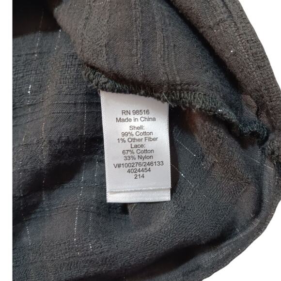 COLDWATER CREEK Peasant Blouse Top S Rustic Crochet Lace Country Prairie Western - Picture 7 of 10